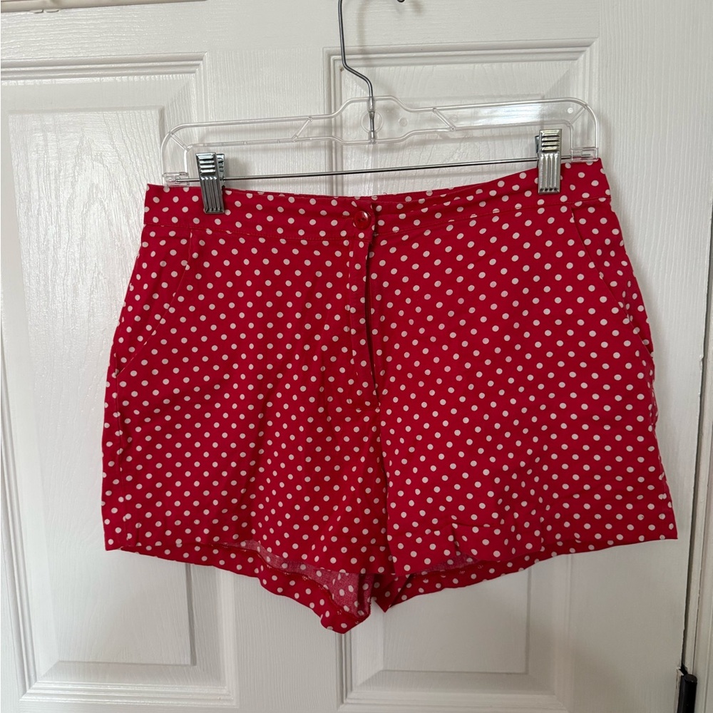 Xhilaration Red and White High Waist Polka Dot Shorts